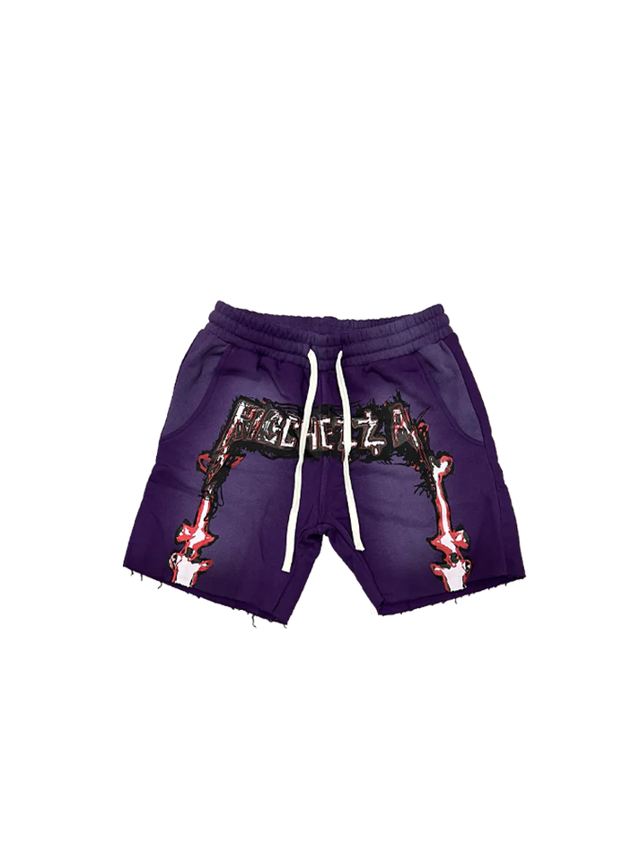 Chezza Bones Dyed Sweat Shorts (Purple)
