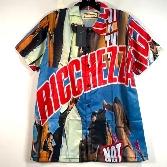Men's Ricchezza Censored Lifestyle Cabana Button Up Shirt, Size M - Multicolor