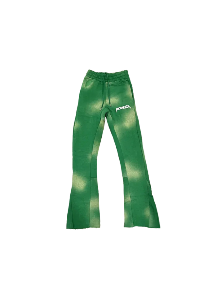 Chezza Clouded Flared Sweat Pants (Green)