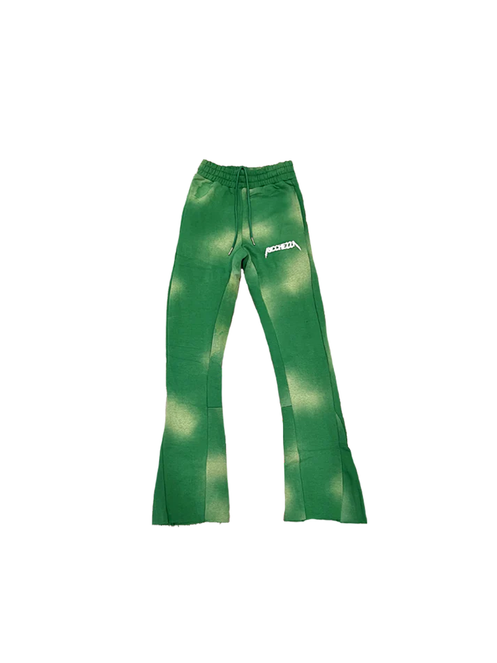 Chezza Clouded Flared Sweat Pants (Green)