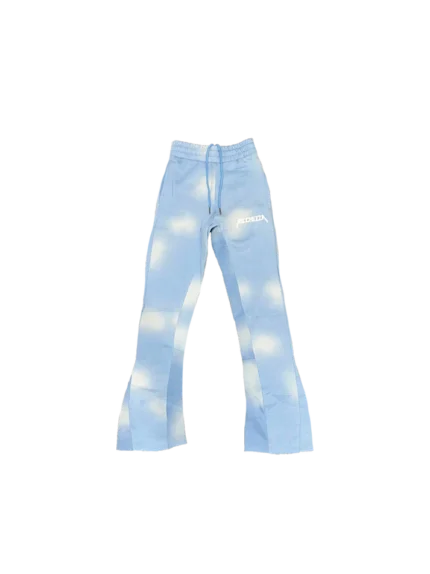 Chezza Clouded Flared Sweat Pants (Sky Blue)