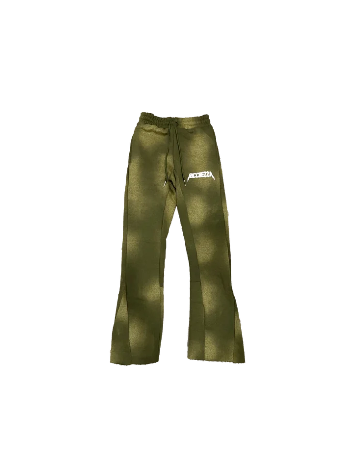 Chezza Clouded Flared Sweat Pants (Olive)